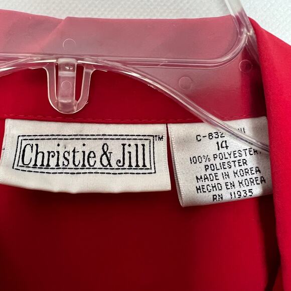 Christie & Jill Vintage Red Button Down Top Size 14 - Picture 2 of 11